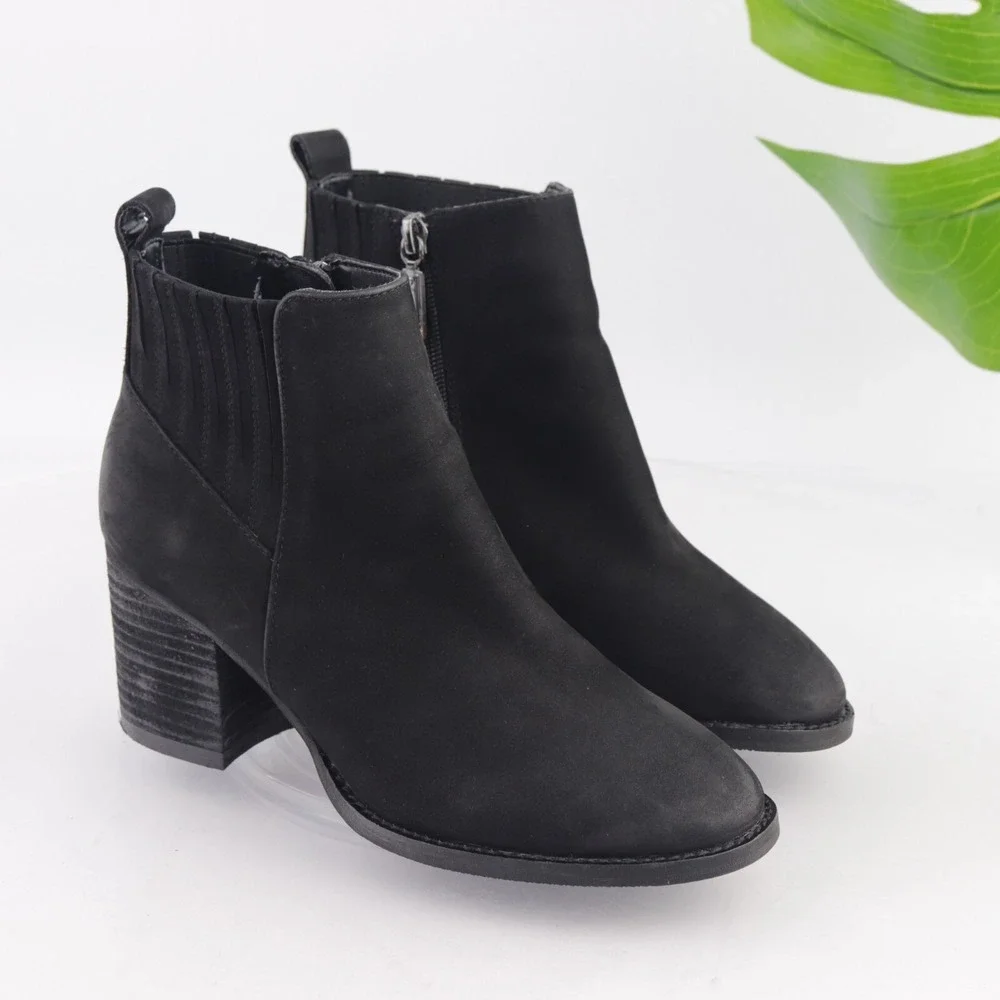 Blondo Womens Noa Boot Size 6 Waterproof Black Leather Block Heel Comfort Bootie
